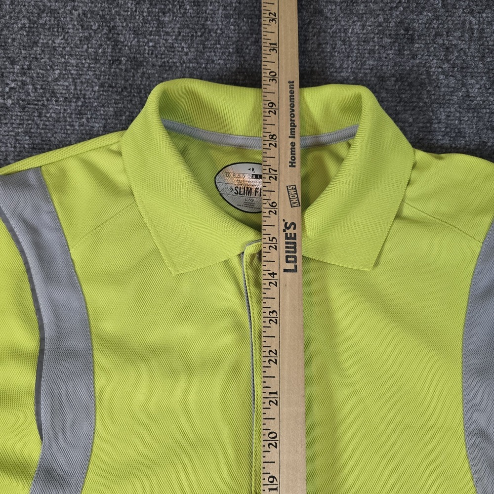 Grand Slam Golf Polo Slim Fit Large L Polo Short Sleeve Shirt Green/Yellow Neon‎ - Picture 6 of 12